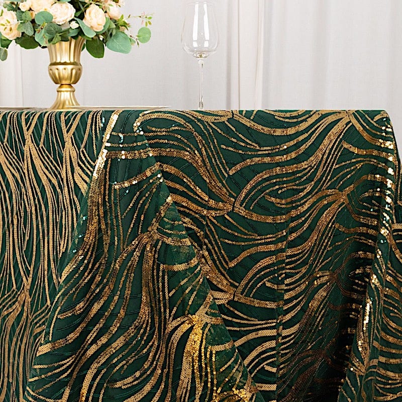 90x156 in Wavy Sequined Mesh Rectangle Tablecloth