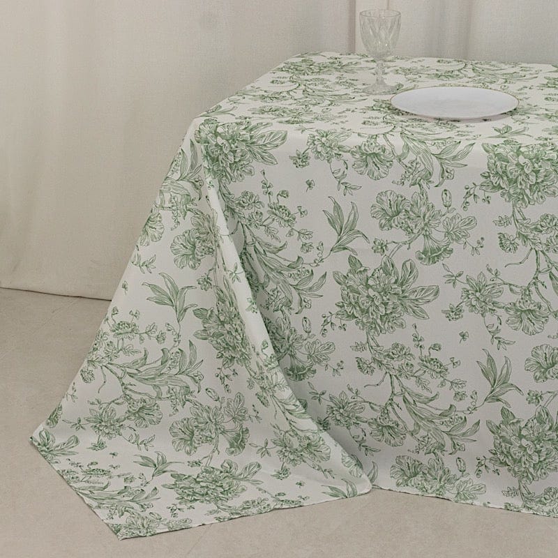 90x156 French Toile Pattern Polyester Rectangular Tablecloth