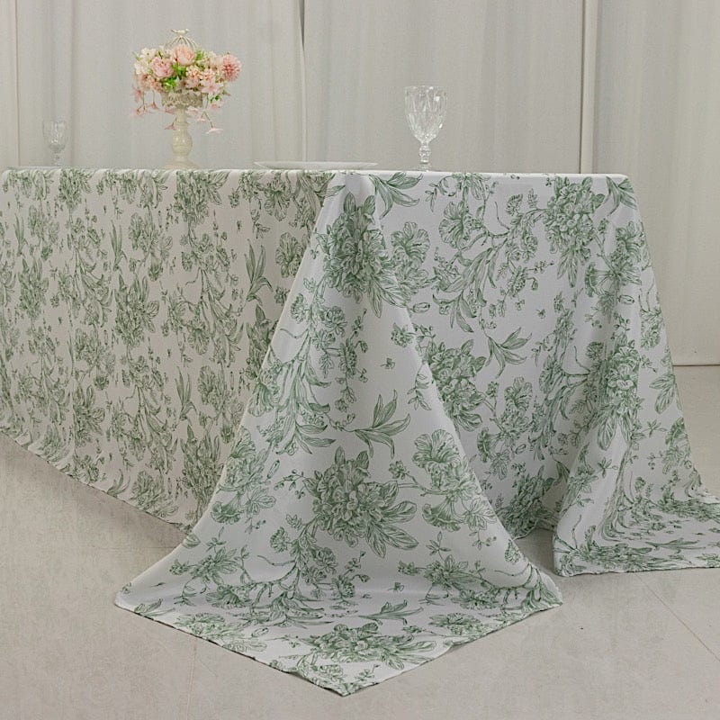 90x156 French Toile Pattern Polyester Rectangular Tablecloth