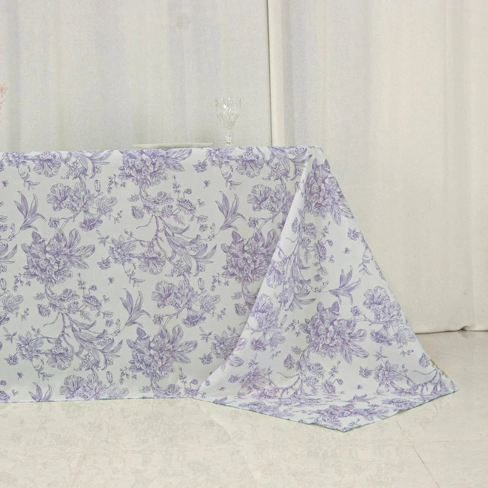 90x156 French Toile Pattern Polyester Rectangular Tablecloth