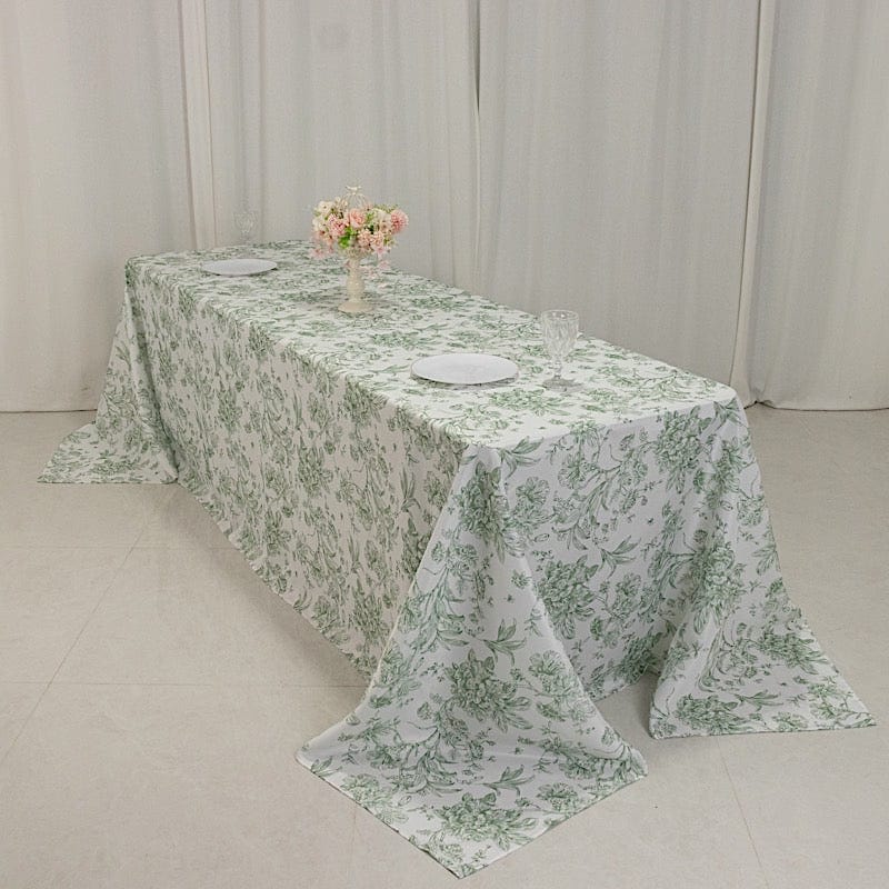 90x156 French Toile Pattern Polyester Rectangular Tablecloth