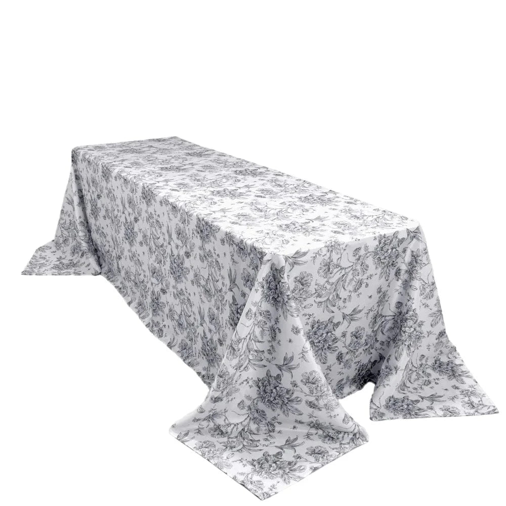 90x156 French Toile Pattern Polyester Rectangular Tablecloth