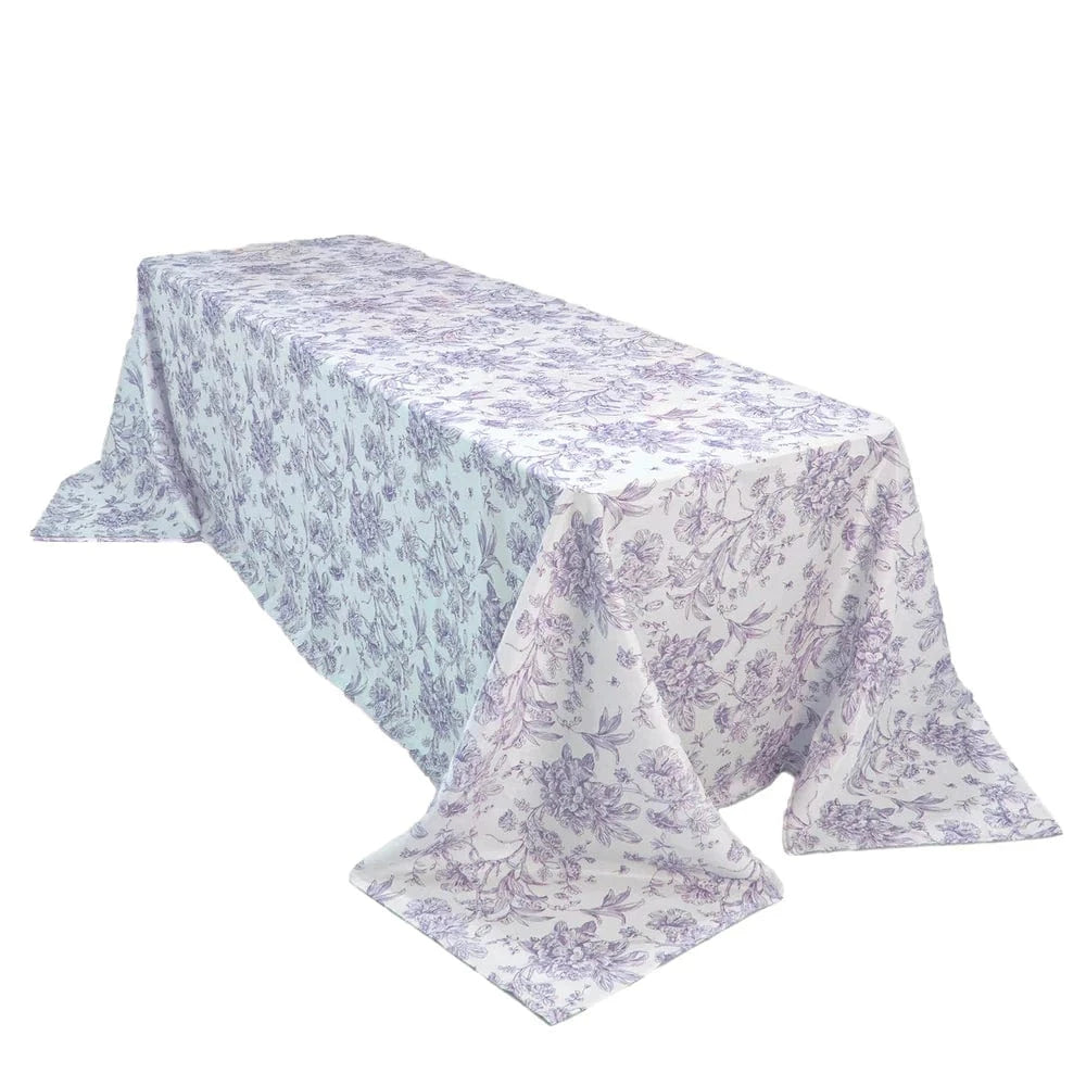 90x156 French Toile Pattern Polyester Rectangular Tablecloth