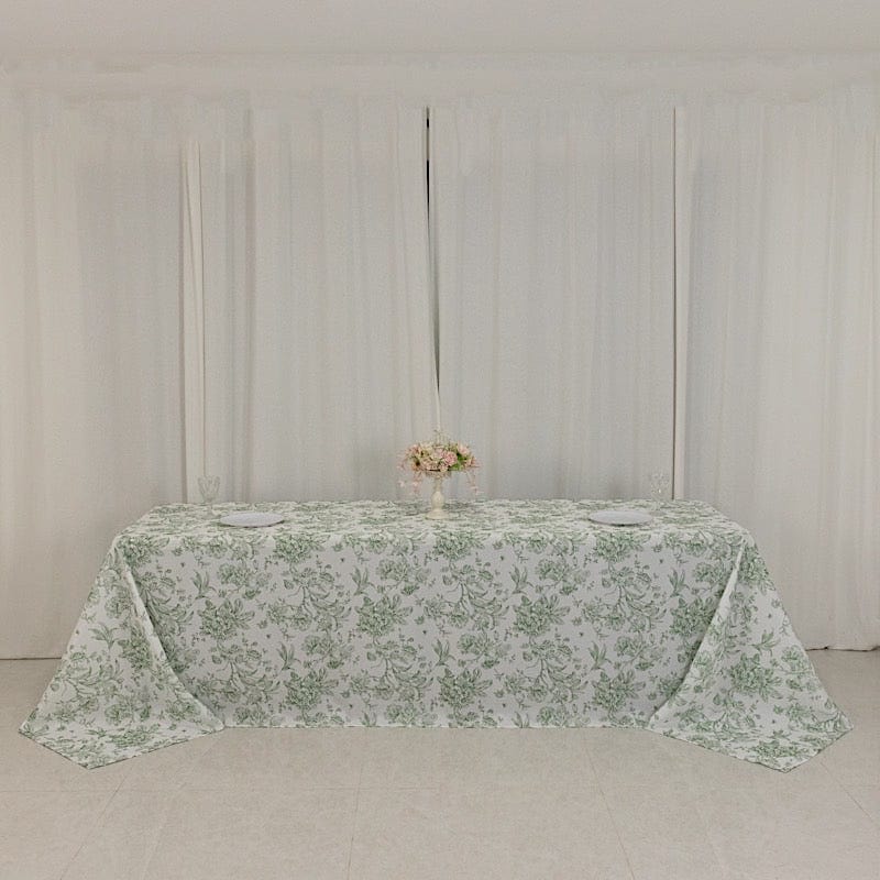 90x156 French Toile Pattern Polyester Rectangular Tablecloth