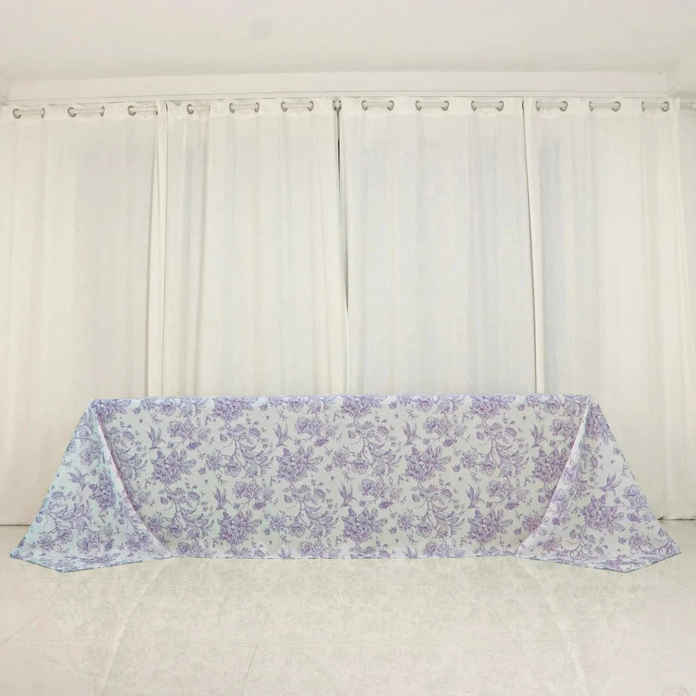 90x156 French Toile Pattern Polyester Rectangular Tablecloth