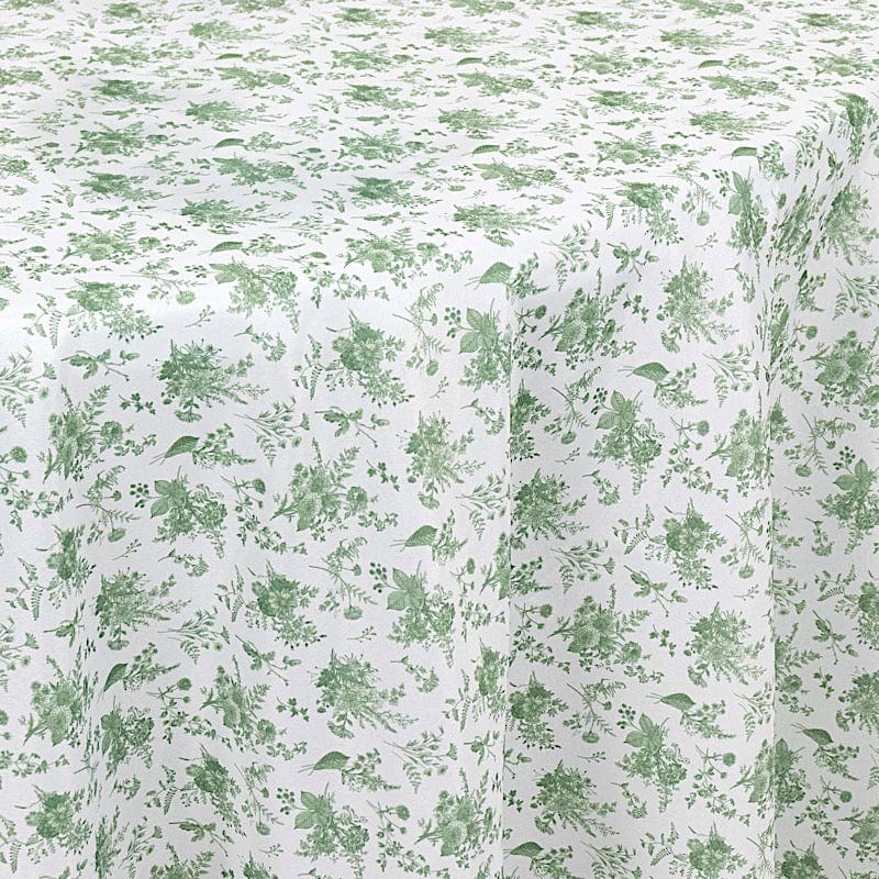 120 in Dusty Sage Green Floral Polyester Round Tablecloth