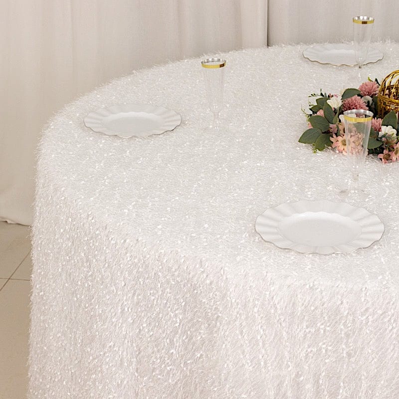 120 in Shaggy Fringe Polyester Round Tablecloth