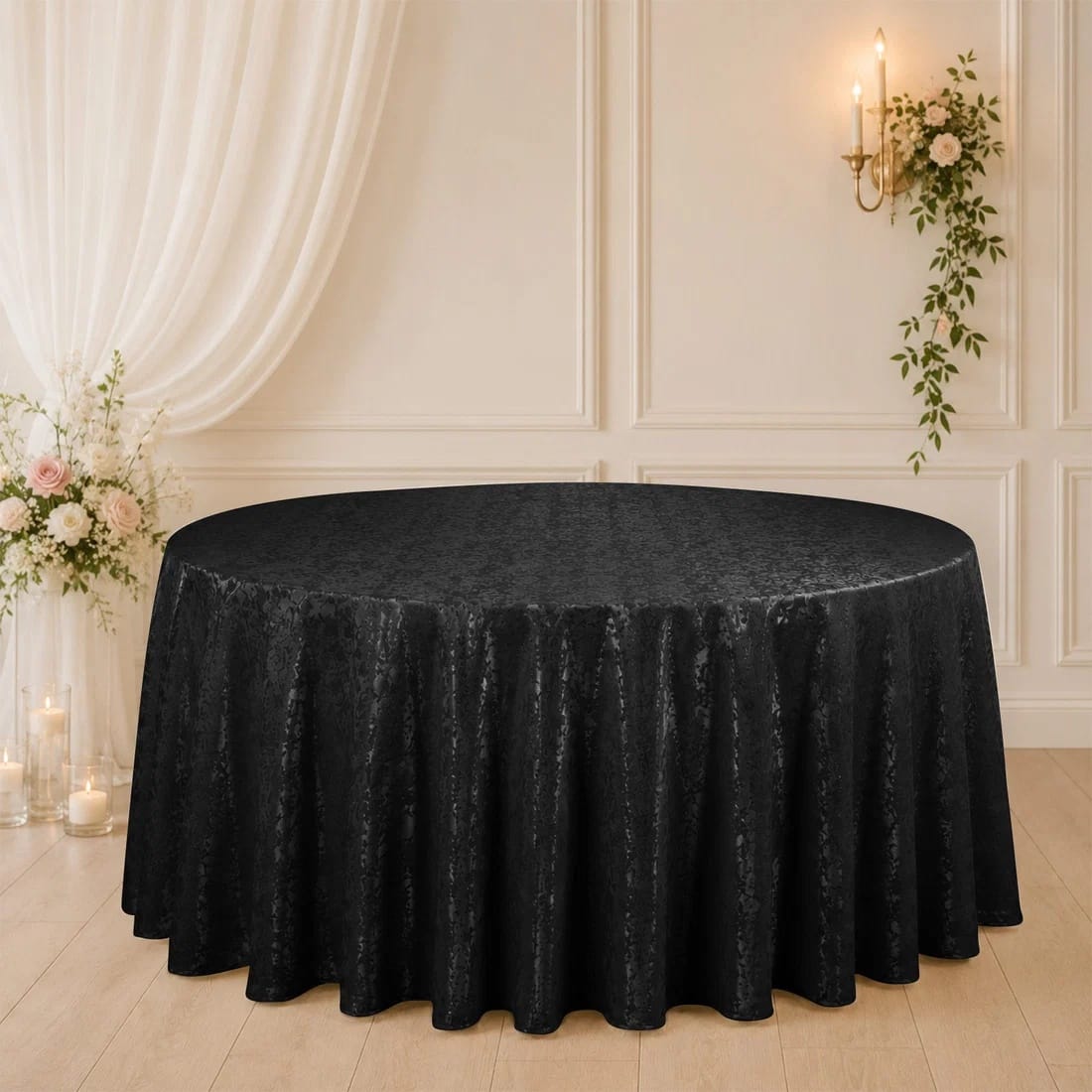 120 in Jacquard Polyester Round Tablecloth Abstract Watercolor Design