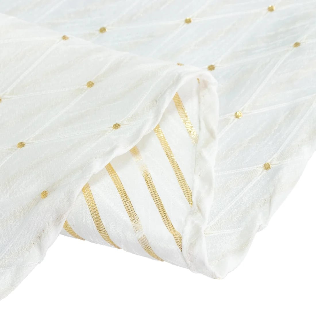 120 in Jacquard Polyester Round Tablecloth Diamond Trellis with Gold Accents