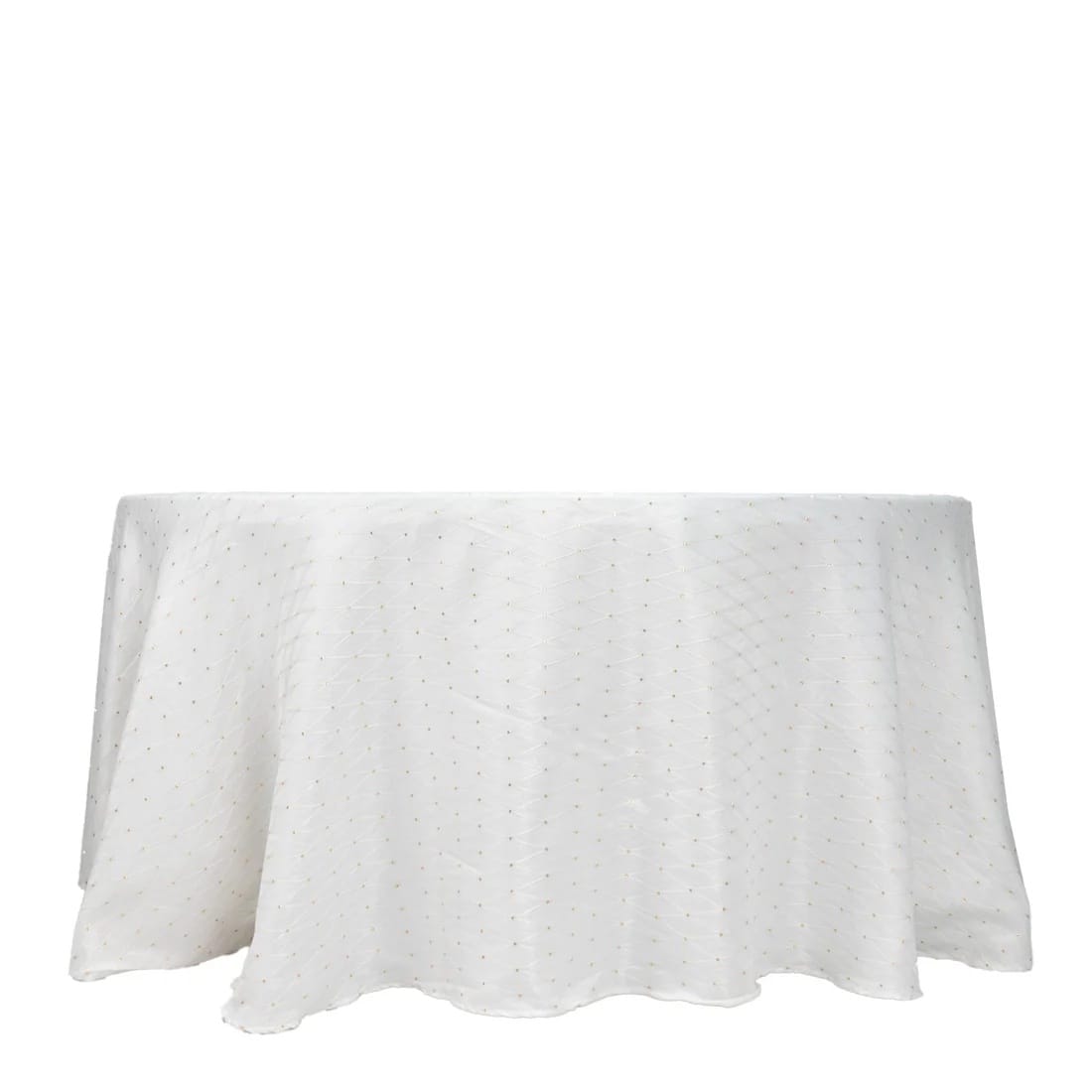 120 in Jacquard Polyester Round Tablecloth Diamond Trellis with Gold Accents