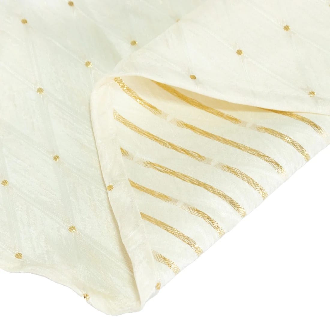 120 in Jacquard Polyester Round Tablecloth Diamond Trellis with Gold Accents