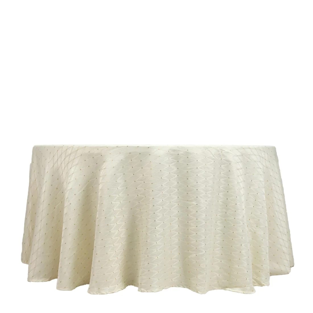120 in Jacquard Polyester Round Tablecloth Diamond Trellis with Gold Accents