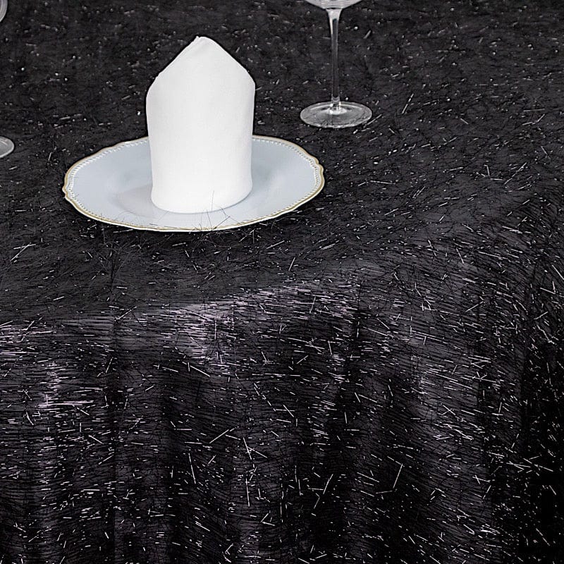 120 in Metallic Tinsel Polyester Round Tablecloth