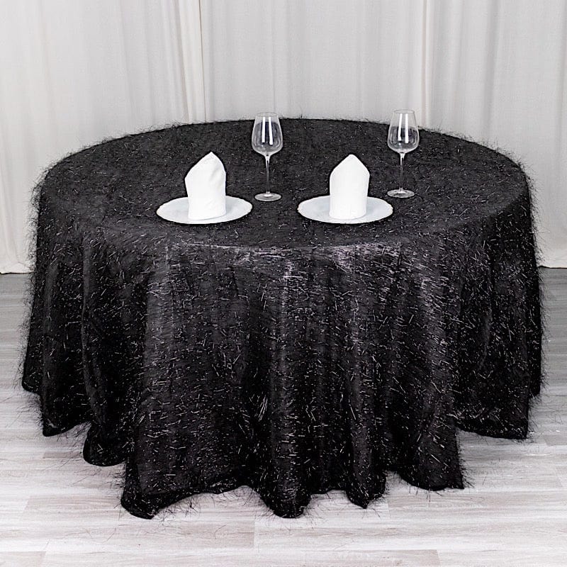 120 in Metallic Tinsel Polyester Round Tablecloth