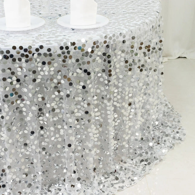 132 in Big Payette Sequin Round Tablecloth