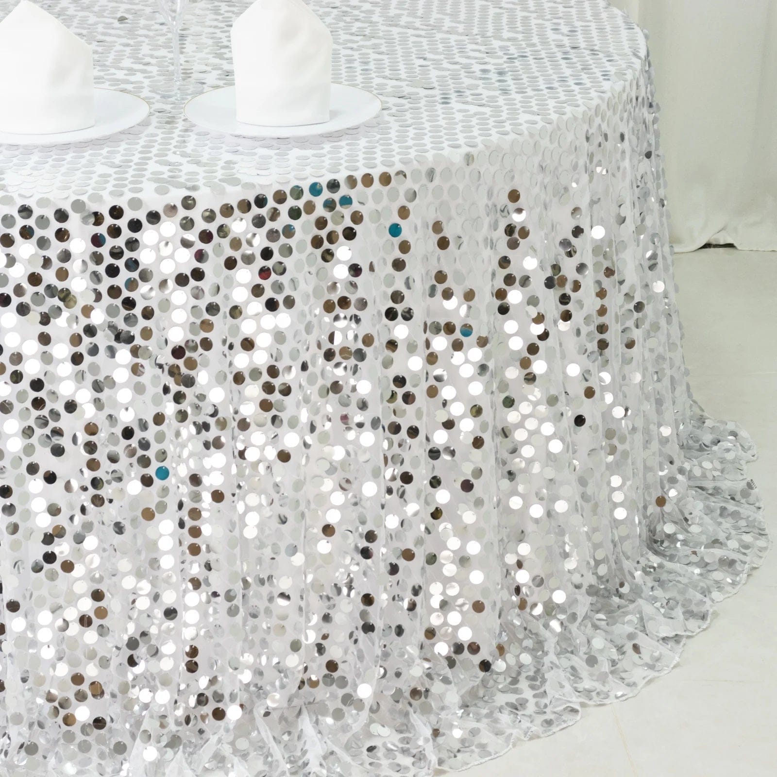 132 in Big Payette Sequin Round Tablecloth