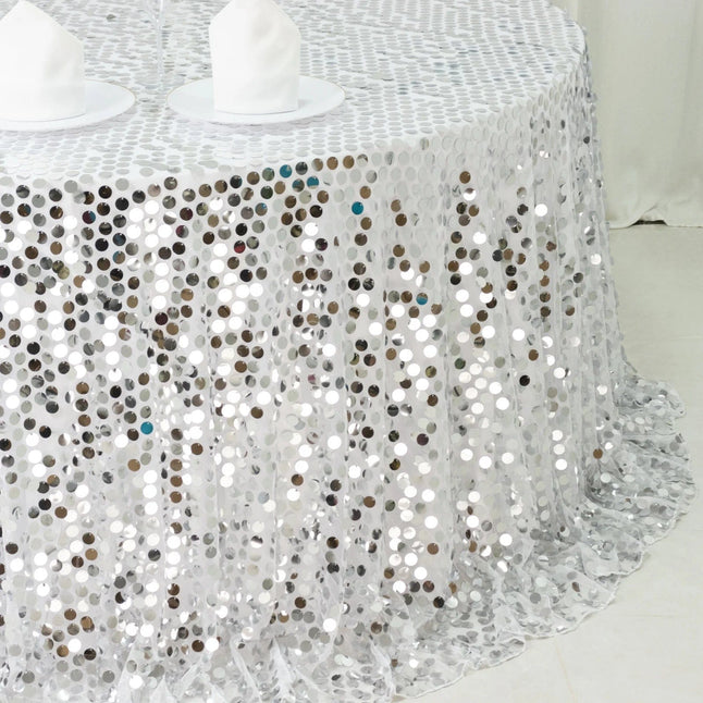 132 in Big Payette Sequin Round Tablecloth