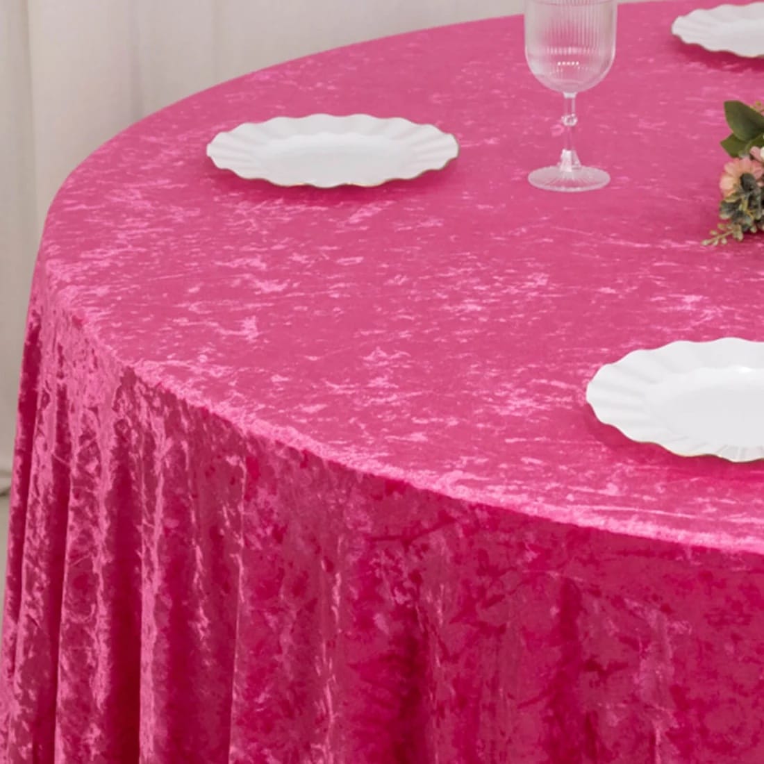 132 in Premium Crushed Velvet Round Tablecloth