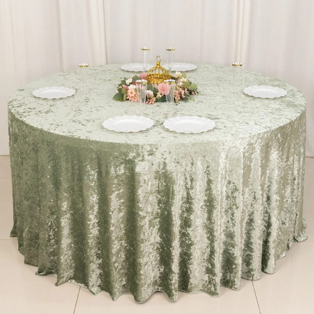 132 in Premium Crushed Velvet Round Tablecloth