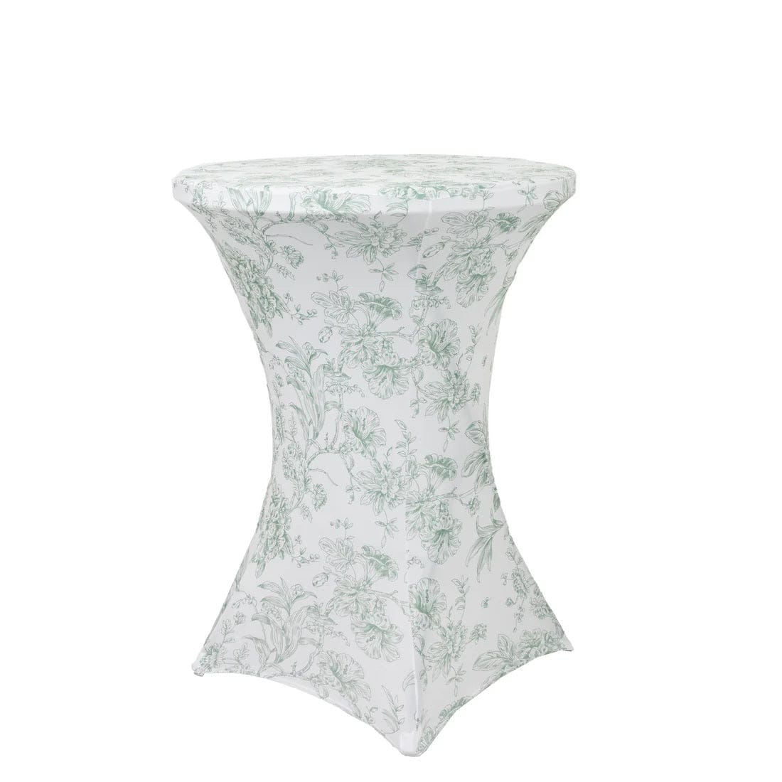 30 in Spandex Cocktail Table Cover with French Toile Pattern Round Fitted Tablecloth