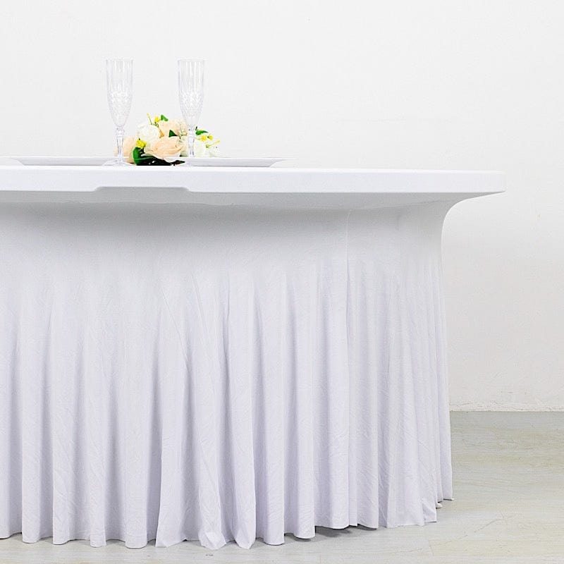 5 feet Wavy Spandex Fitted Round Tablecloth Table Skirt