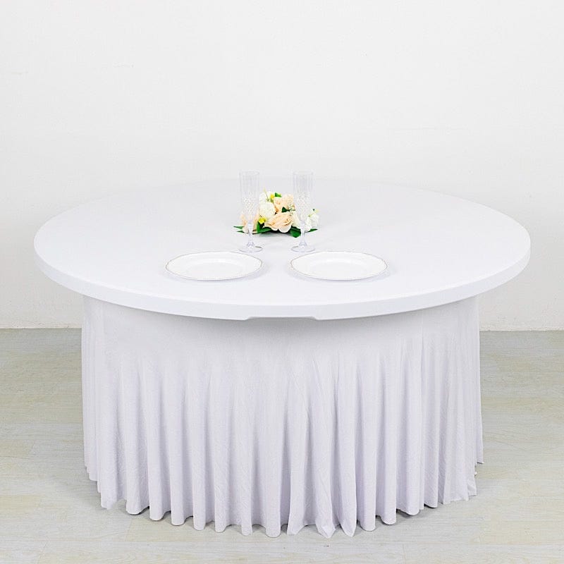 5 feet Wavy Spandex Fitted Round Tablecloth Table Skirt