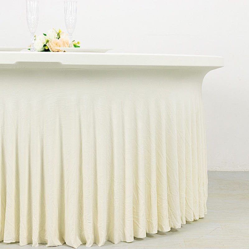 5 feet Wavy Spandex Fitted Round Tablecloth Table Skirt