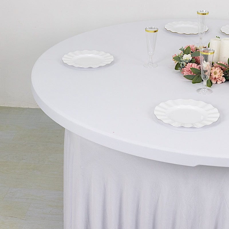 5 feet Wavy Spandex Fitted Round Tablecloth Table Skirt