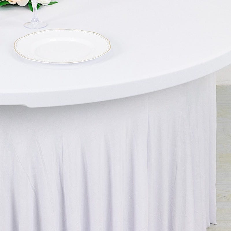 5 feet Wavy Spandex Fitted Round Tablecloth Table Skirt