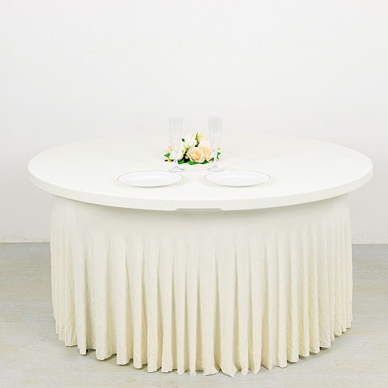 5 feet Wavy Spandex Fitted Round Tablecloth Table Skirt