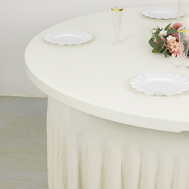 5 feet Wavy Spandex Fitted Round Tablecloth Table Skirt