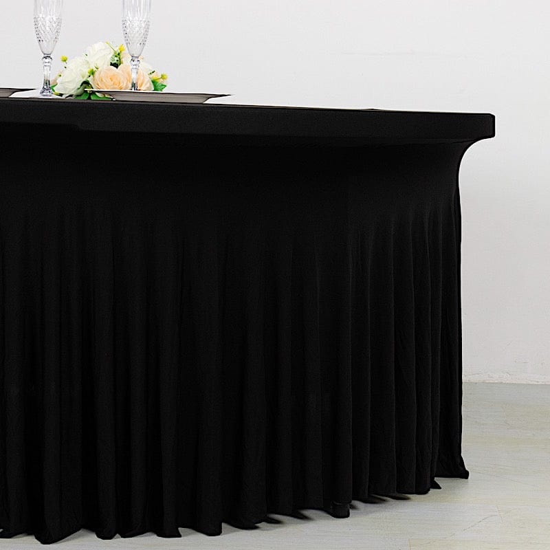 5 feet Wavy Spandex Fitted Round Tablecloth Table Skirt