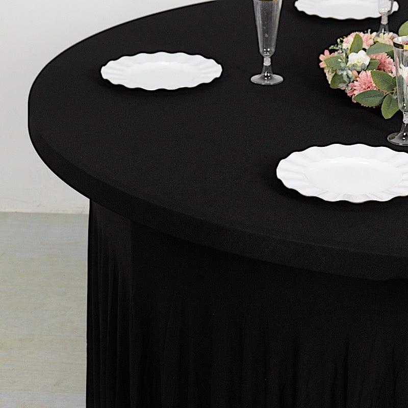 5 feet Wavy Spandex Fitted Round Tablecloth Table Skirt