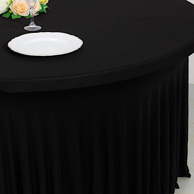 5 feet Wavy Spandex Fitted Round Tablecloth Table Skirt