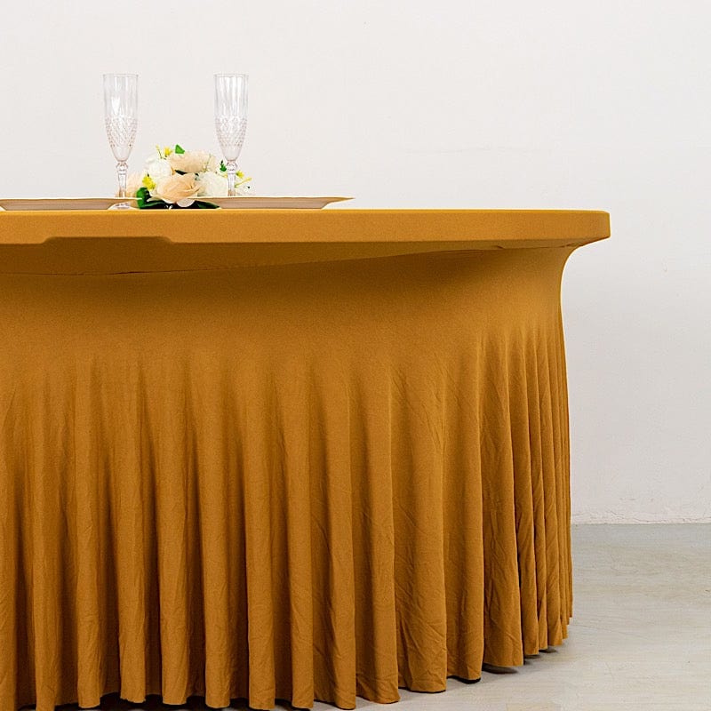 5 feet Wavy Spandex Fitted Round Tablecloth Table Skirt