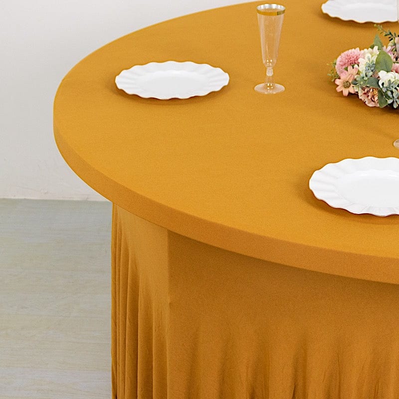 5 feet Wavy Spandex Fitted Round Tablecloth Table Skirt