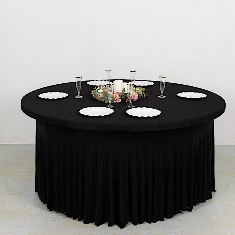 5 feet Wavy Spandex Fitted Round Tablecloth Table Skirt