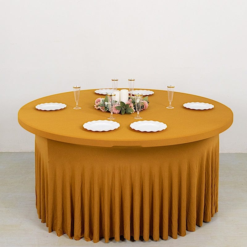 5 feet Wavy Spandex Fitted Round Tablecloth Table Skirt