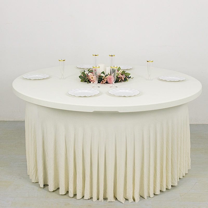 5 feet Wavy Spandex Fitted Round Tablecloth Table Skirt