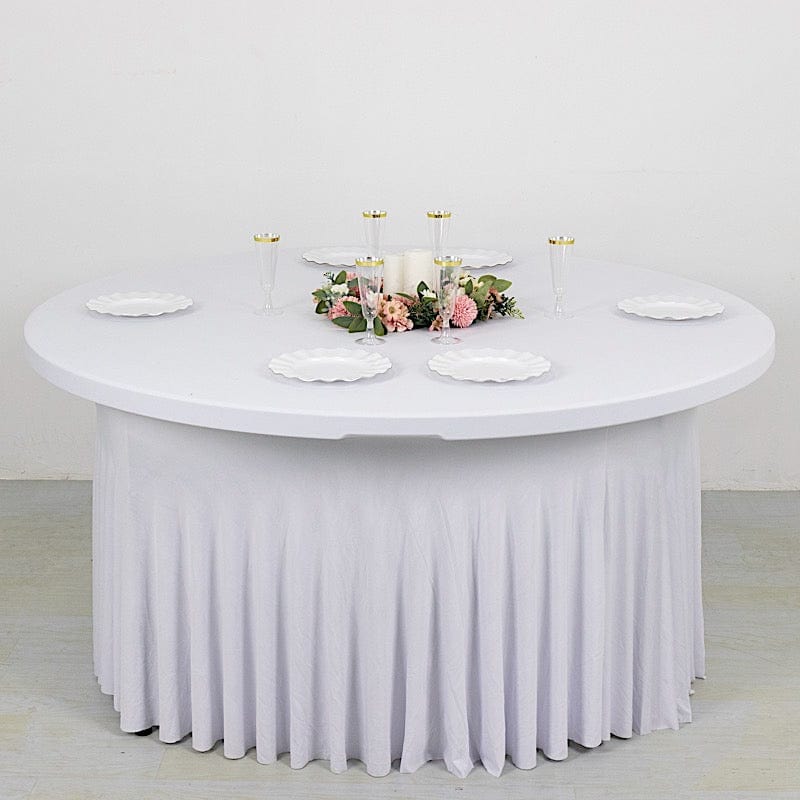 5 feet Wavy Spandex Fitted Round Tablecloth Table Skirt