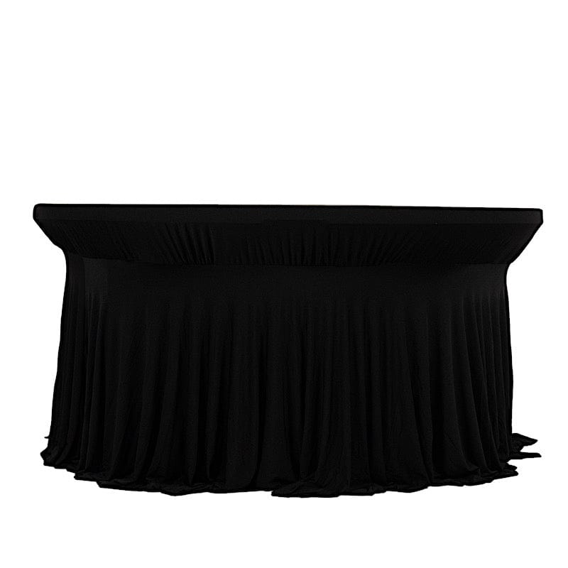 6 feet Wavy Spandex Fitted Round Tablecloth Table Skirt