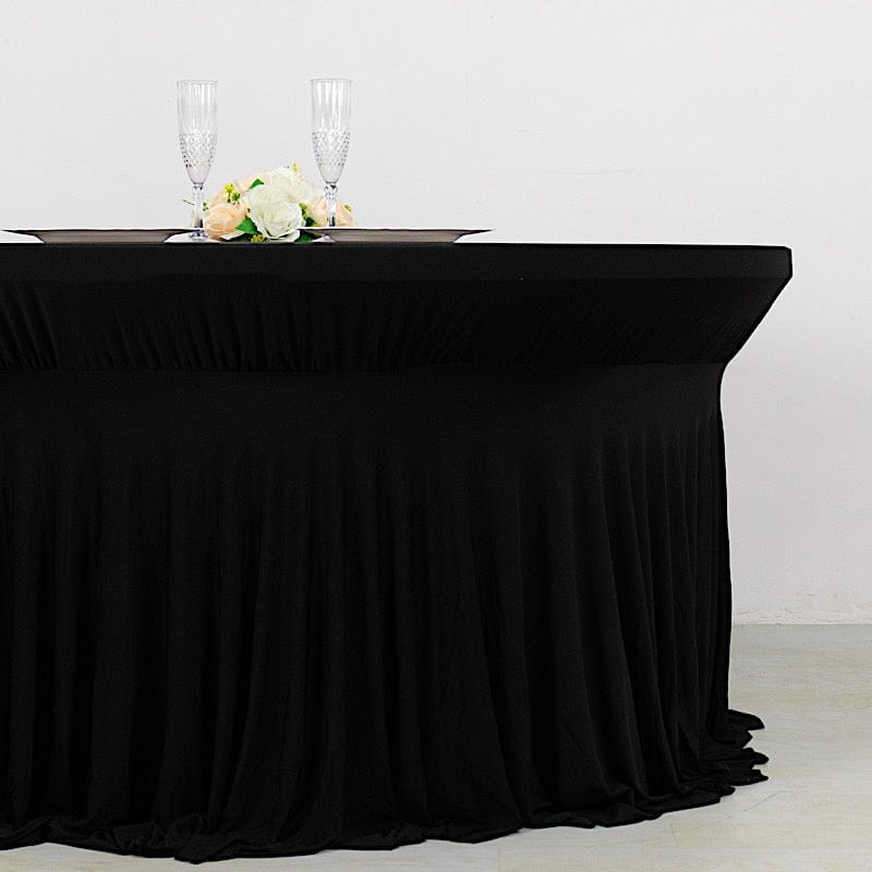 6 feet Wavy Spandex Fitted Round Tablecloth Table Skirt