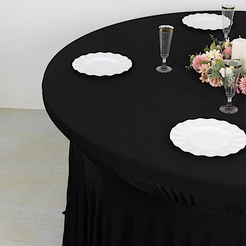 6 feet Wavy Spandex Fitted Round Tablecloth Table Skirt