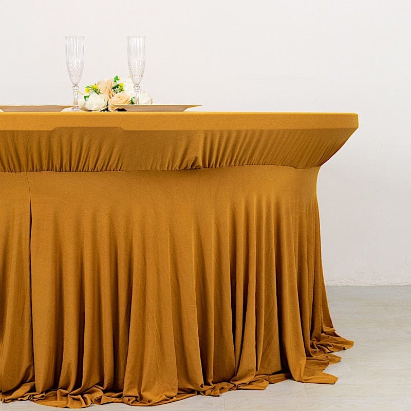 6 feet Wavy Spandex Fitted Round Tablecloth Table Skirt