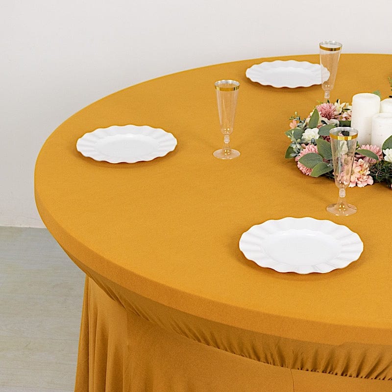 6 feet Wavy Spandex Fitted Round Tablecloth Table Skirt