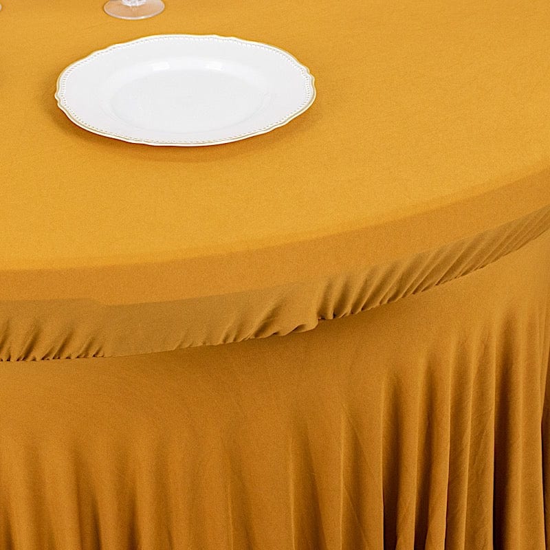 6 feet Wavy Spandex Fitted Round Tablecloth Table Skirt