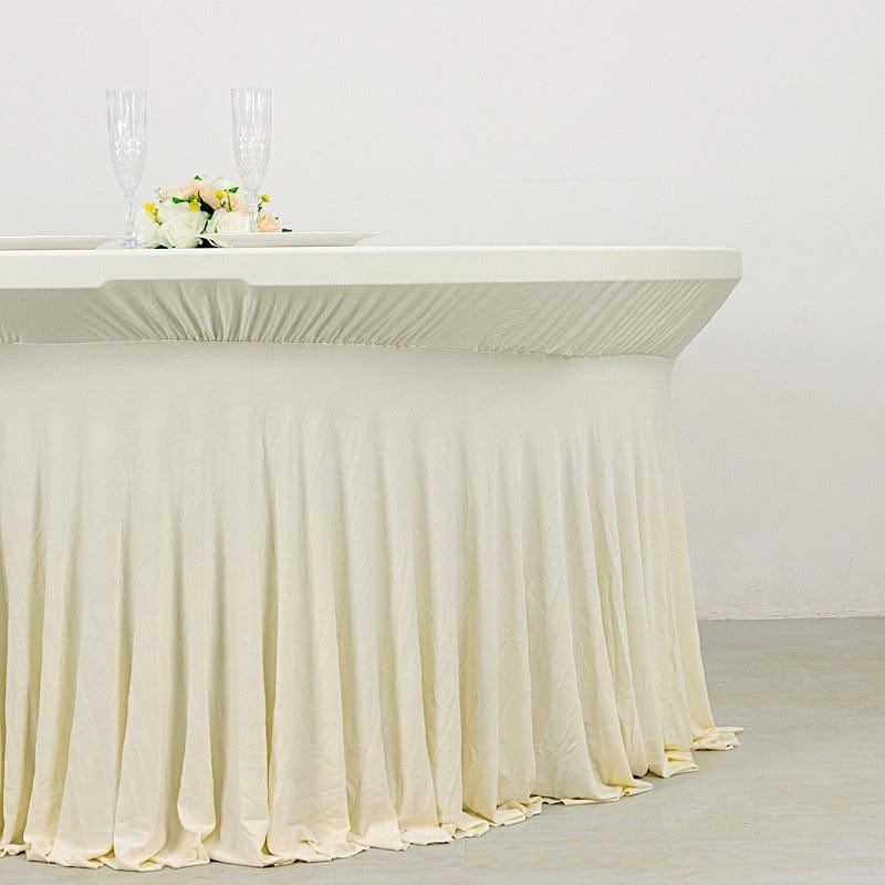 6 feet Wavy Spandex Fitted Round Tablecloth Table Skirt