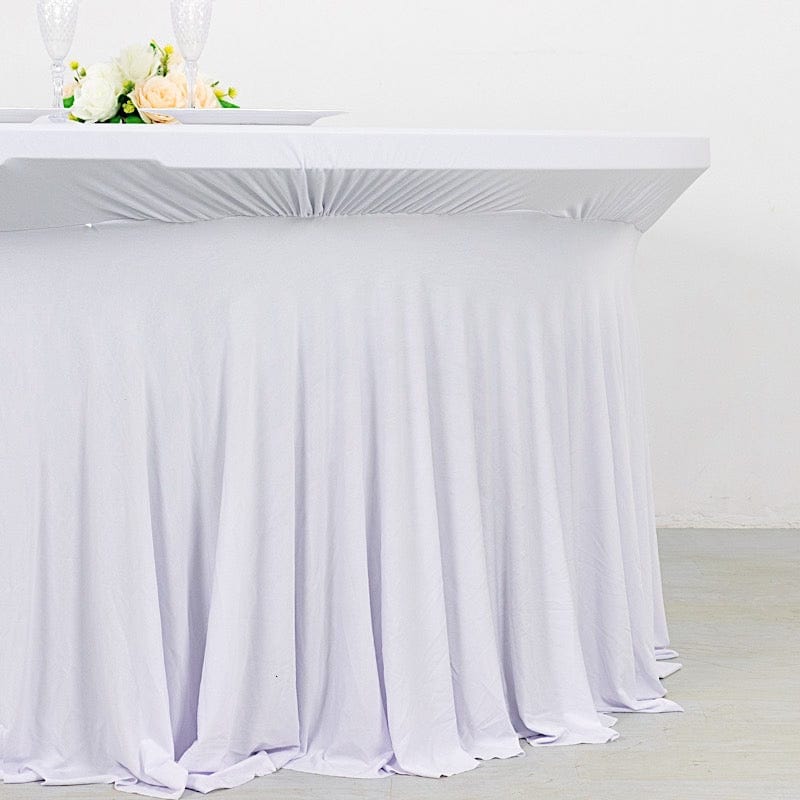 6 feet Wavy Spandex Fitted Round Tablecloth Table Skirt