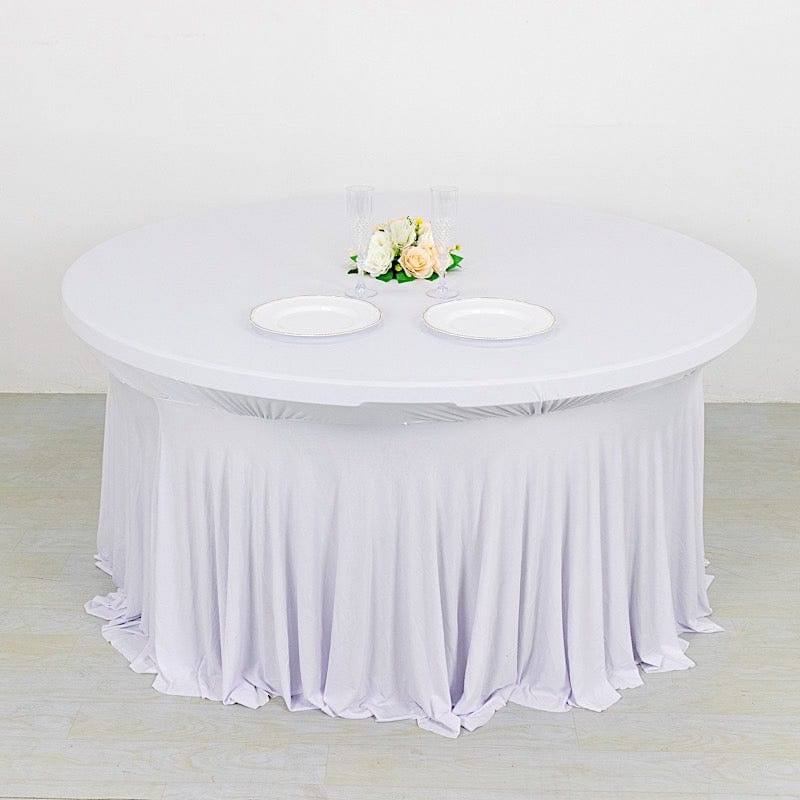 6 feet Wavy Spandex Fitted Round Tablecloth Table Skirt