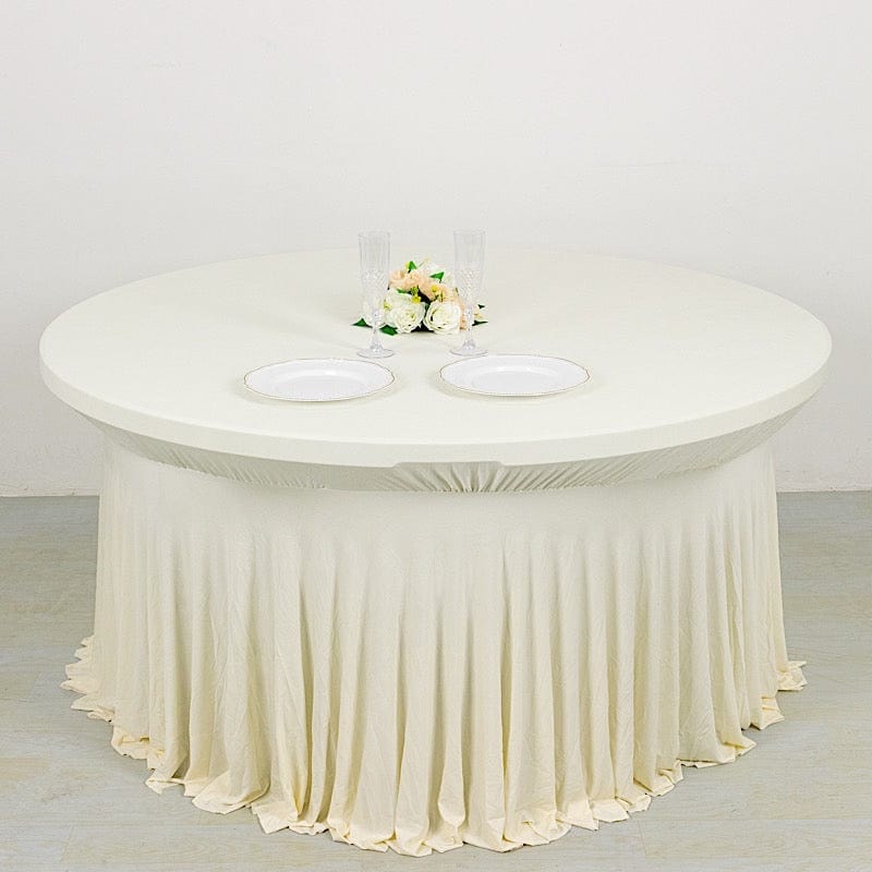 6 feet Wavy Spandex Fitted Round Tablecloth Table Skirt